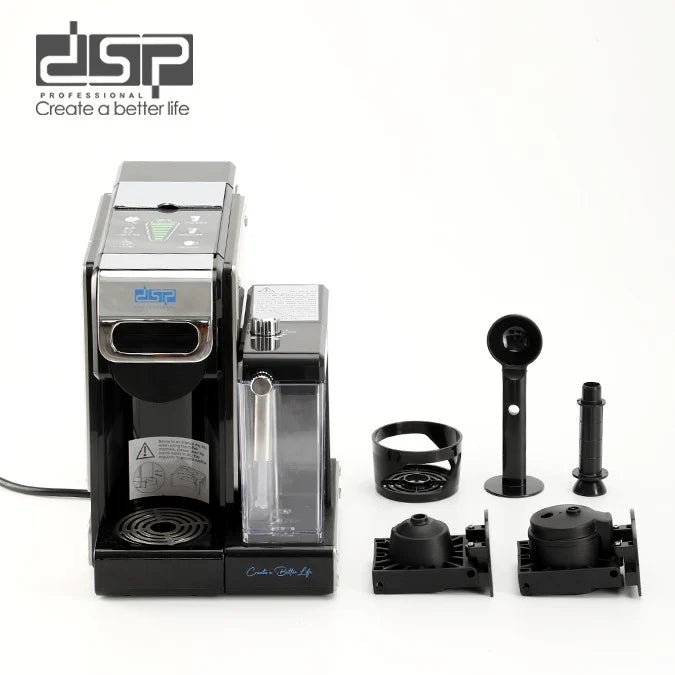 ماكينة قهوة كبسولات 2 في 1 مع خافق لبن – 20 بار – DSP KA3188